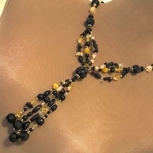 NWT agate and yellow quartz necklace-tie